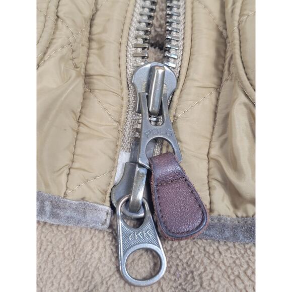 Vintage Polo Ralph Lauren Mens Large Brown Quilt Fleece‎ Lined Riding Jacket - Picture 3 of 15